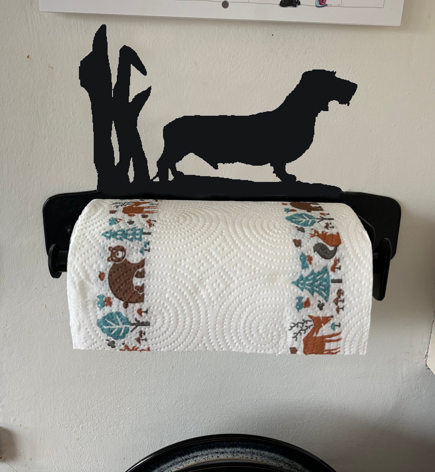 Dacshund Wire Wall Mounted Kitchen Roll Holder