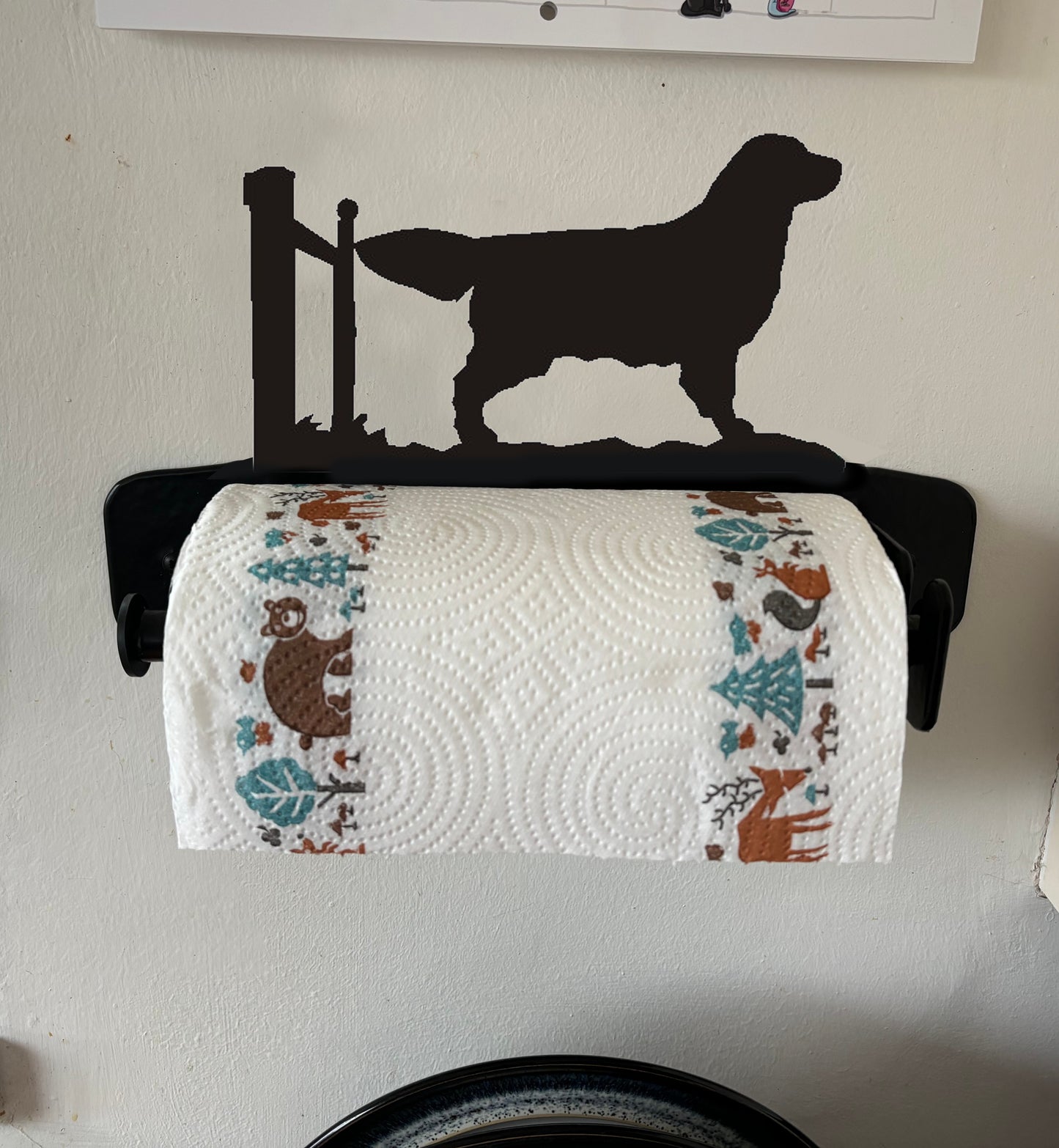 Golden Retriever Wall Mounted Kitchen Roll Holder